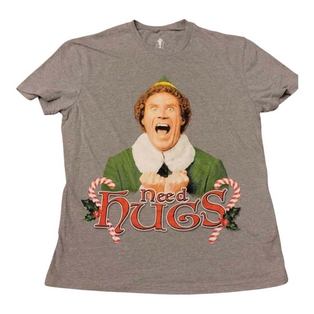 💚🎄3/$15 ELF Gray Graphic 'Need Hugs' Short Sleeve Tee A